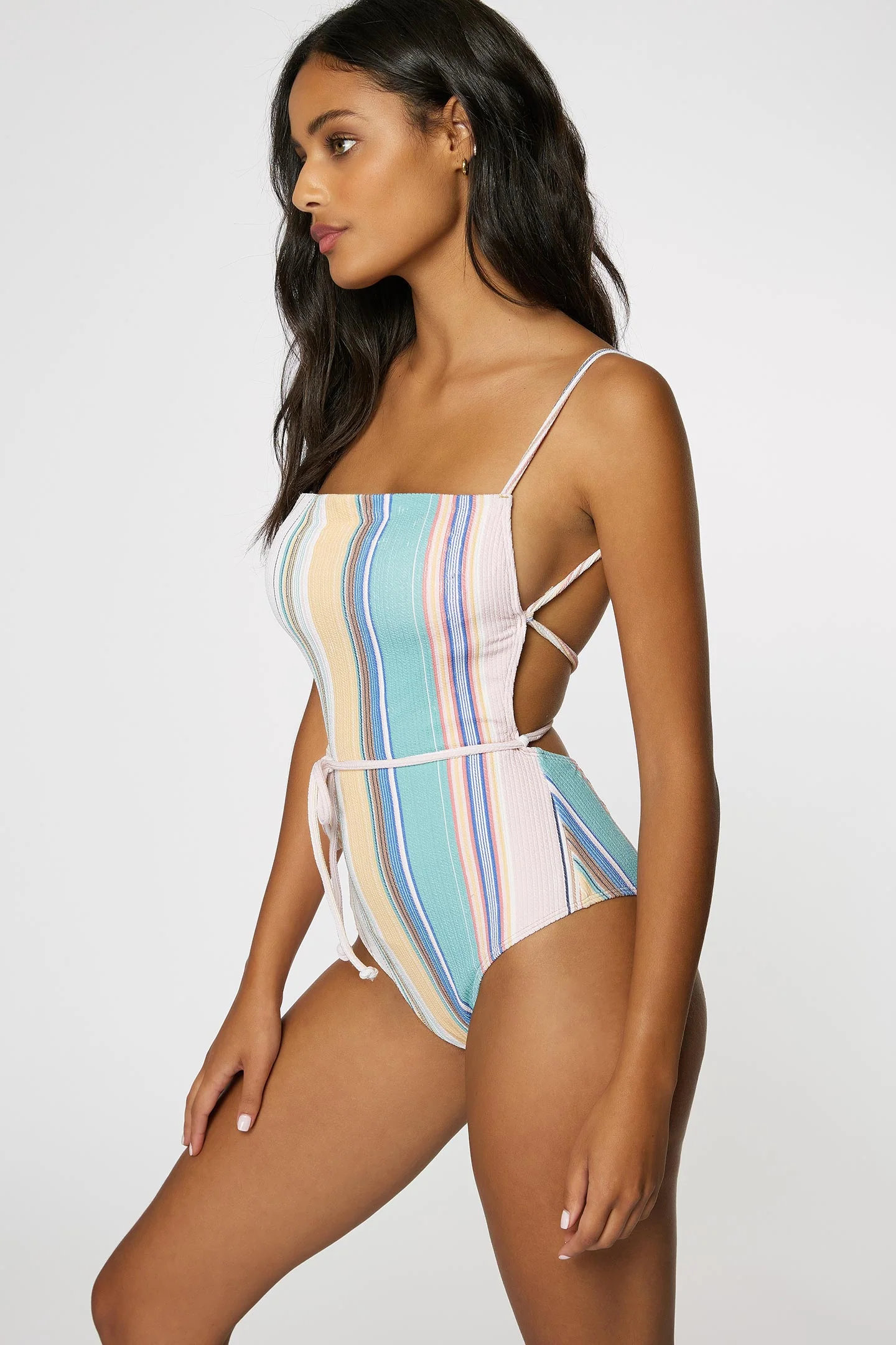 LADIES BAJA STRIPE MARBELLA CHEEKY ONE PIECE - Image 3
