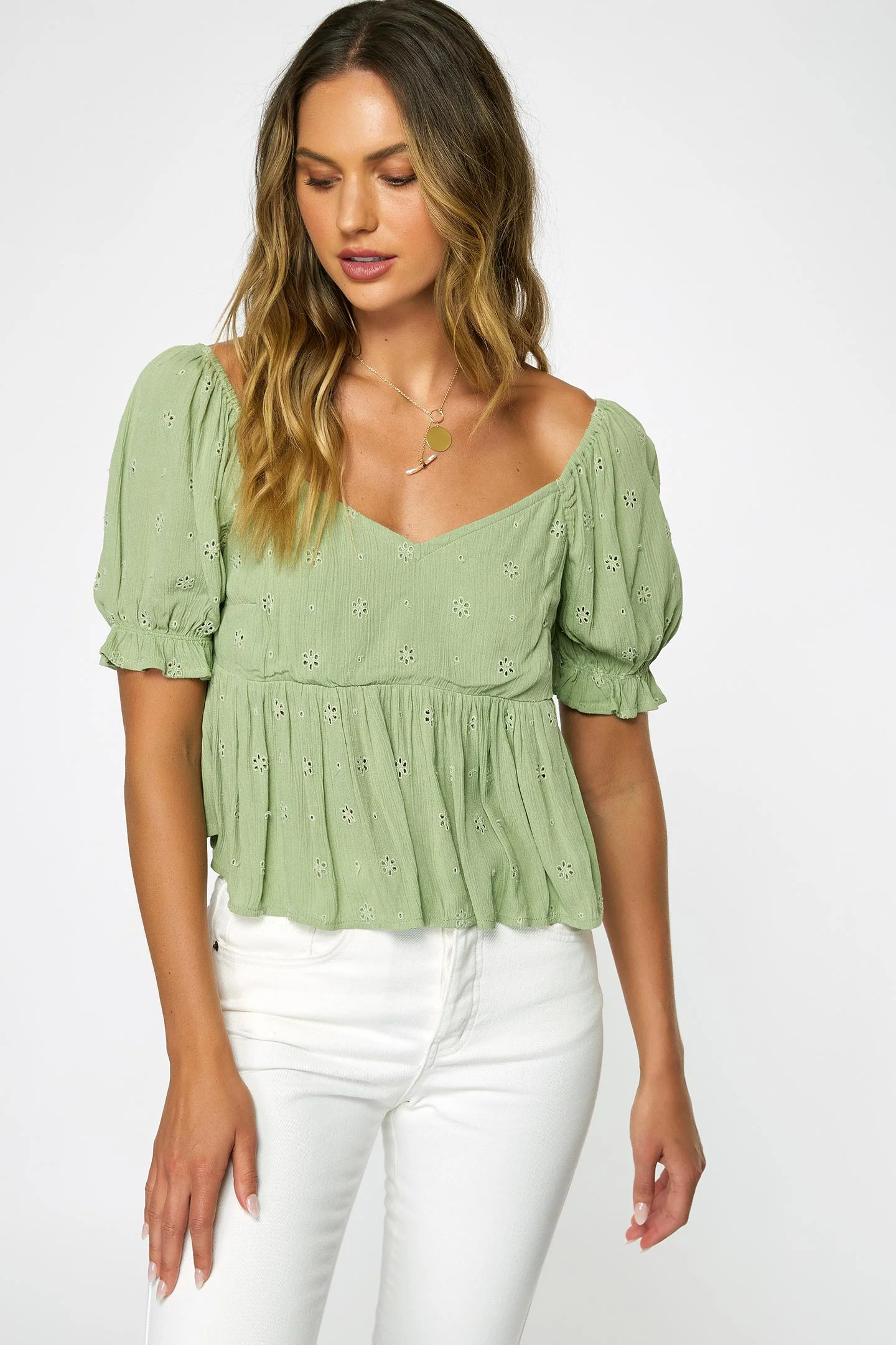 LADIES ISABEL EYELET TOP - Image 3