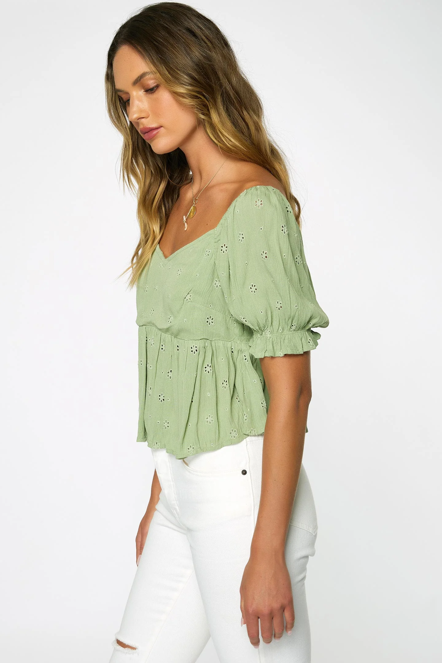 LADIES ISABEL EYELET TOP - Image 4