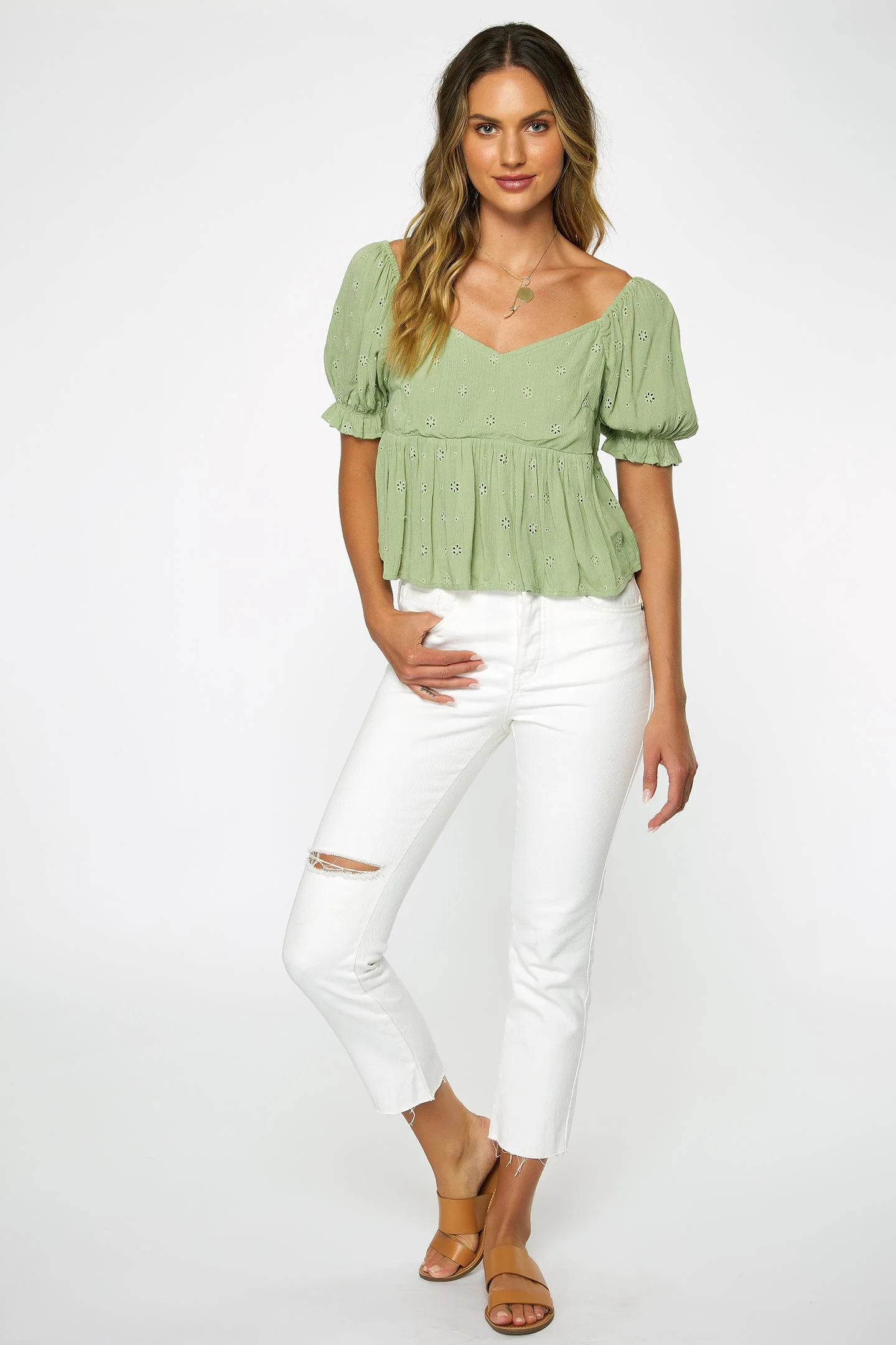LADIES ISABEL EYELET TOP - Image 7