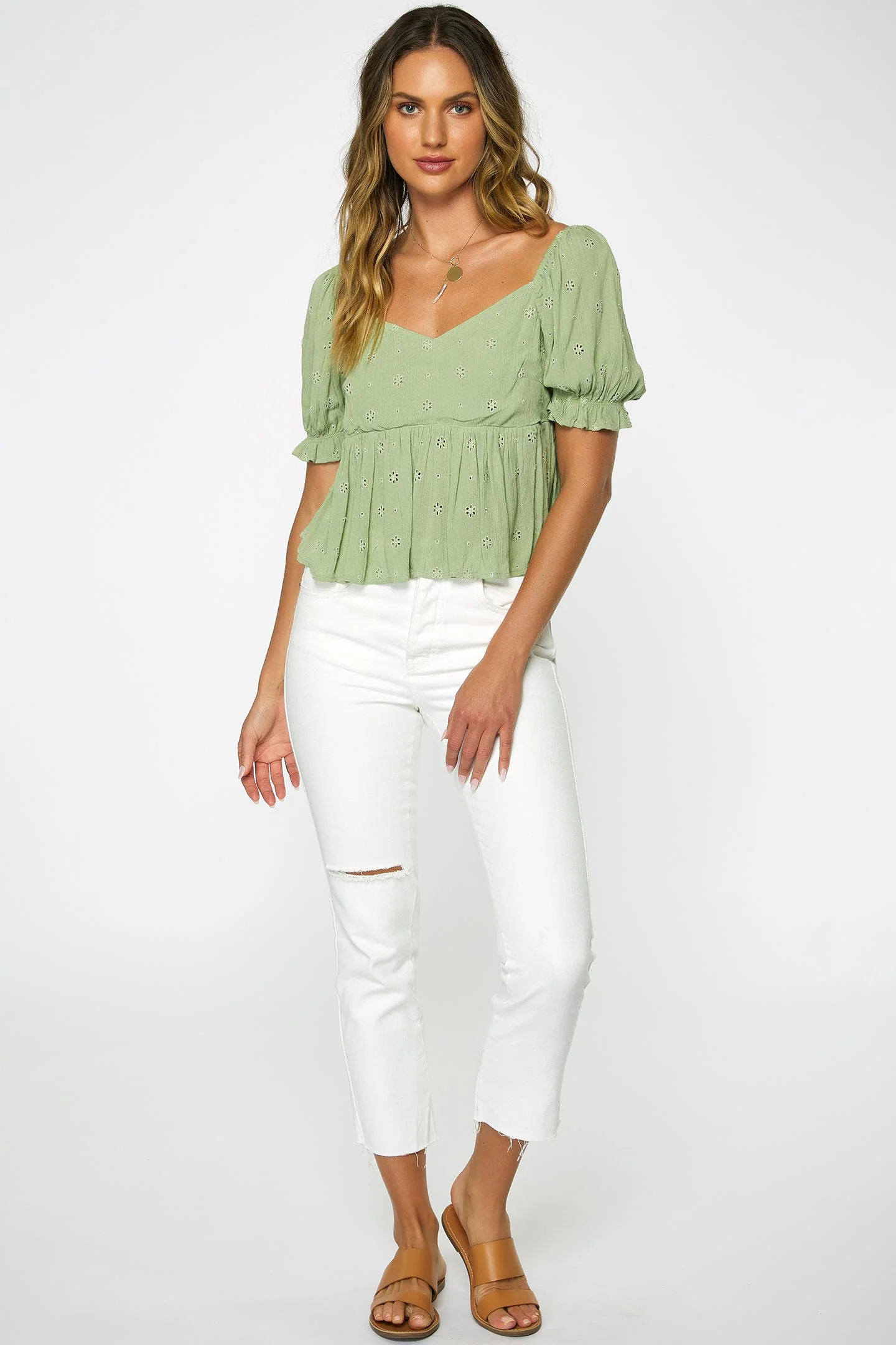 LADIES ISABEL EYELET TOP - Image 8