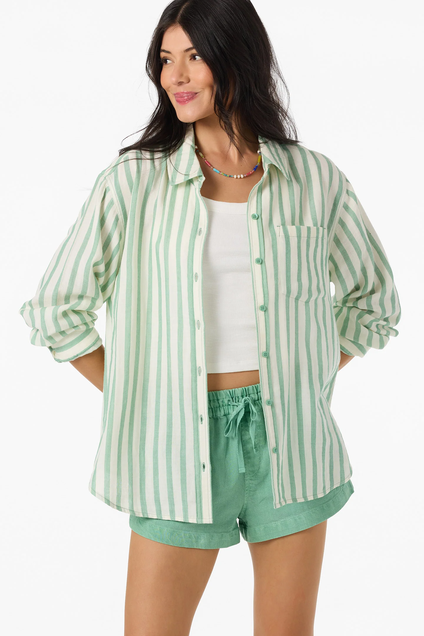 LENI STRIPE RELAXED LONG SLEEVE SHIRT - Image 2