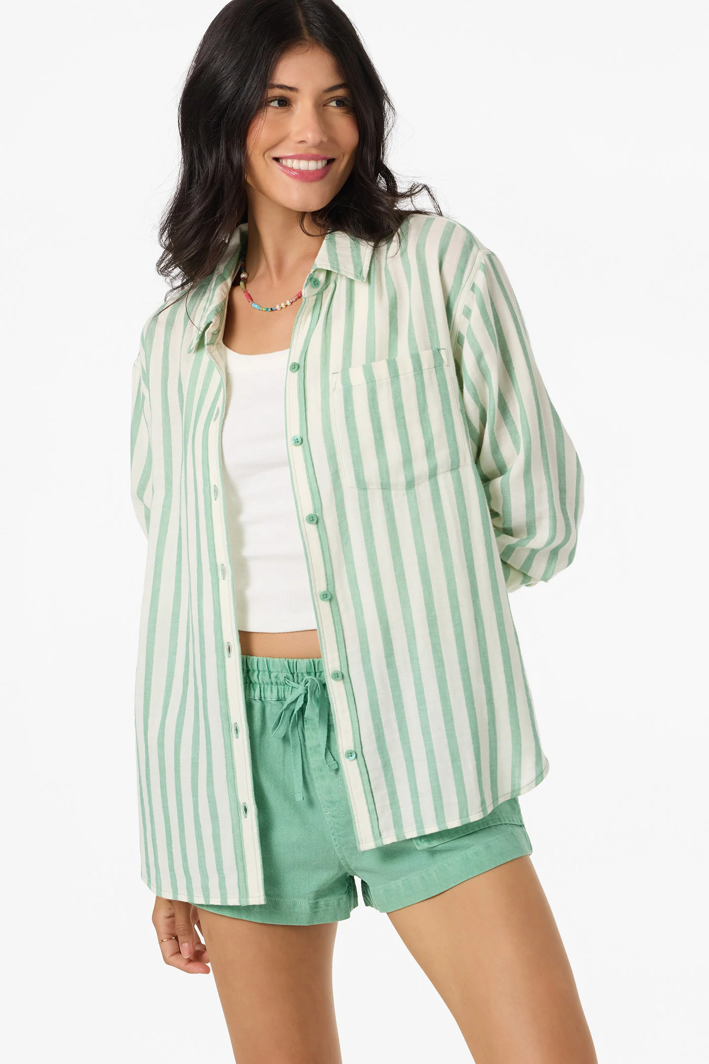 LENI STRIPE RELAXED LONG SLEEVE SHIRT - Image 3
